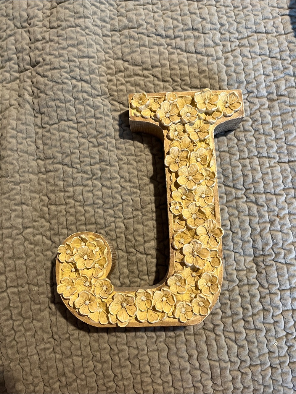 Decorative Floral Letter J Wall Art – Yellow